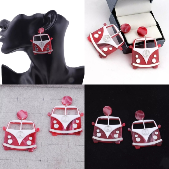 Retro 70s Bus Pin Up Earrings - Picture 4 of 4